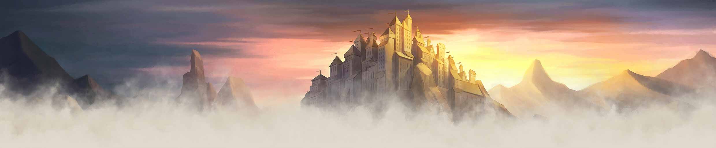 Pozadie s hradom a mrakmi Travian: Legends
